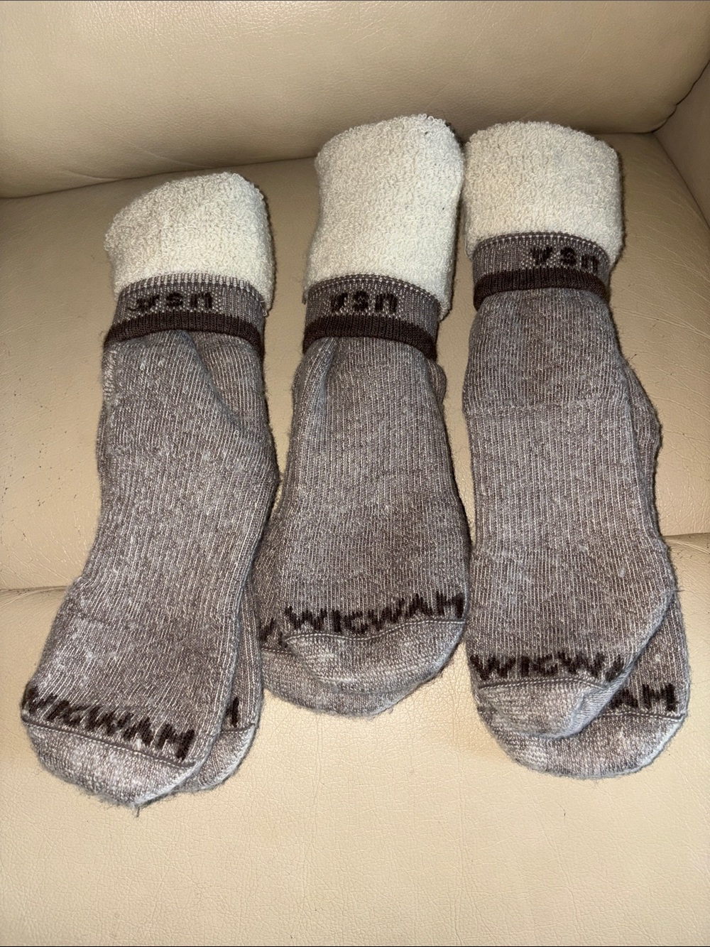 Wigwam Merino Men's Wool Crew Socks w/ bold branding. Bundle of 3 pairs